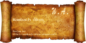 Wambach Ákos névjegykártya
